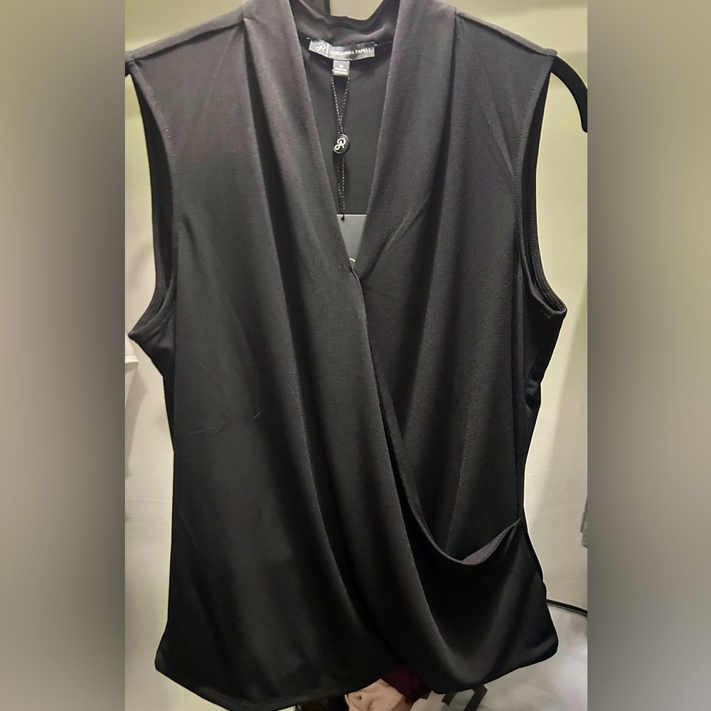 NWT Adrianna Papell sleeveless wrap solid knit top